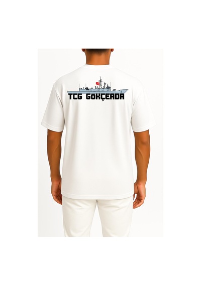 Bahriyeli Collection Oversize Tcg Gökçeada F-494 Cep Ve Sırt Tasarımlı Unisex T-shirt Beyaz