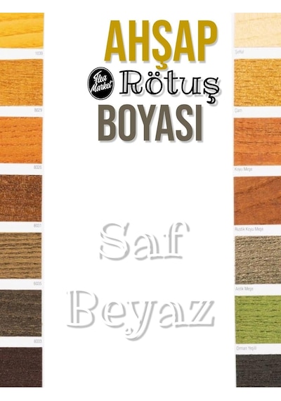 Flea Market Ahşap Rötuş Boyası - Saf Beyaz - 25ml, Fırçalı Cam Şişede Mobilya Masa Sandalye Sehpa Çizik Onarı
