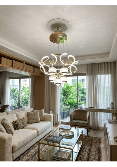 Ers Aydınlatma Lina Gold Led Avize 3 Renk Muthiş Şıklık Altın-gold