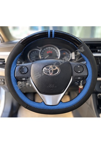 Toyota Prius Xw30 Dikme Direksiyon Kılıfı Parlak Siyah Mavi Detaylı Mavi Çift Yüzük Ve Dikiş 2012-2015