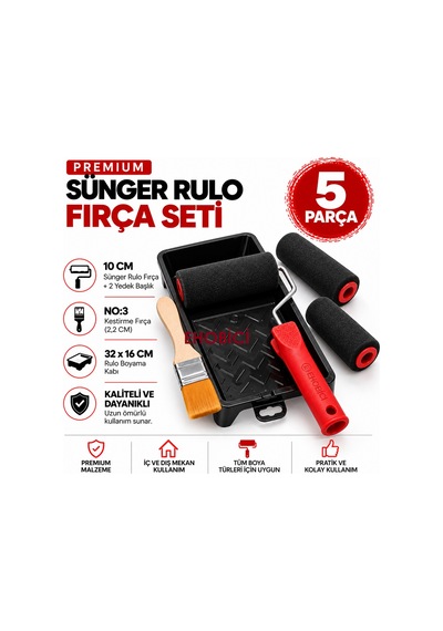 Ehobici Premium Sünger Rulo Fırça Seti 5 Parça