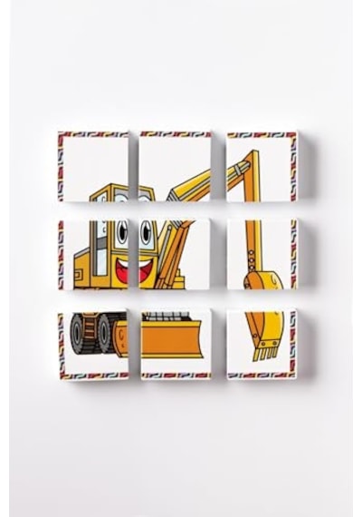 Blok Çift Taraflı 9 Parçalı Mıknatıslı Kepçe - Forklift Puzzle - 2 Görsel Yapboz Diğer