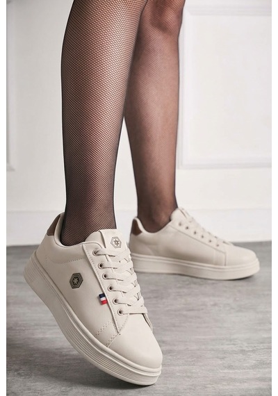 Nstil Unisex Spor Ayakkabı Rahat Yumuşak Taban Kaymaz Günlük Bağcıklı Sneaker 034 Bej