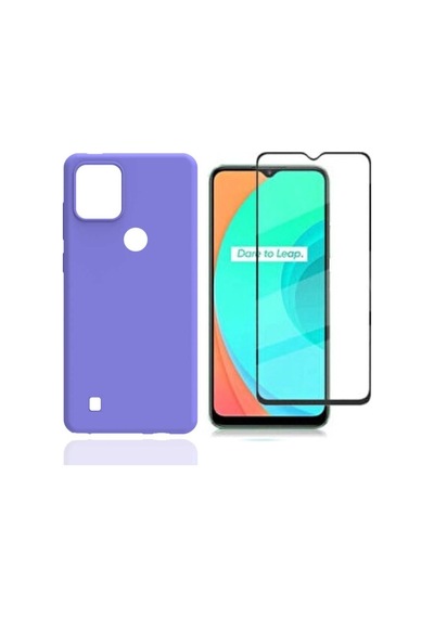 Oppo Realme C25y Kılıf Esnek Ince Soft Tasarım Dayanıklı Kılıf Ve Tam Kaplayan Ekran Koruyucu Col178279-lila
