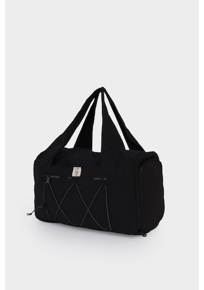 İcone Bag Kadın Spor Ve Yoga Çantası Çok Cepli, Ayakkabı Bölmeli, Lastik Detaylı, Fermuarlı Ön Cep Siyah