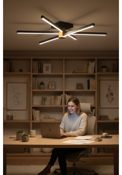 Nova 6 Silver Led Tavan Avize Kumandalı Dim Edilir Aşağı Işık Doğal Işık