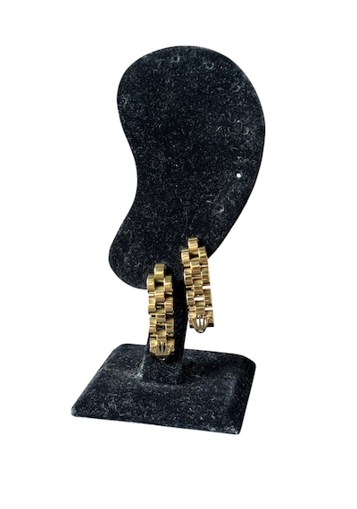 Gold Sallantılı Kral Tacı Çelik Küpe Altın