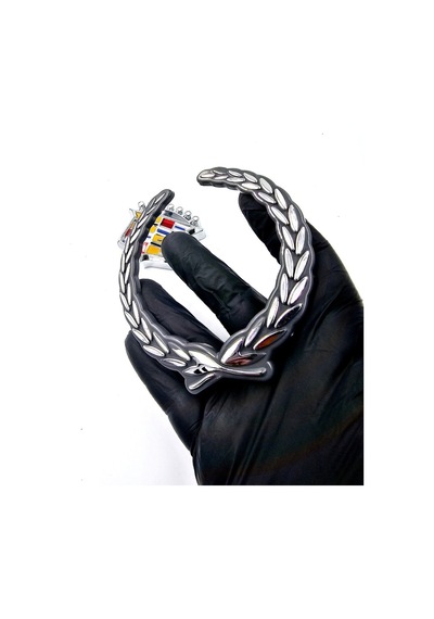 Etiketçilere Özel Cadillac Örgü Arma Gümüş Renk Plastik 10 Cm