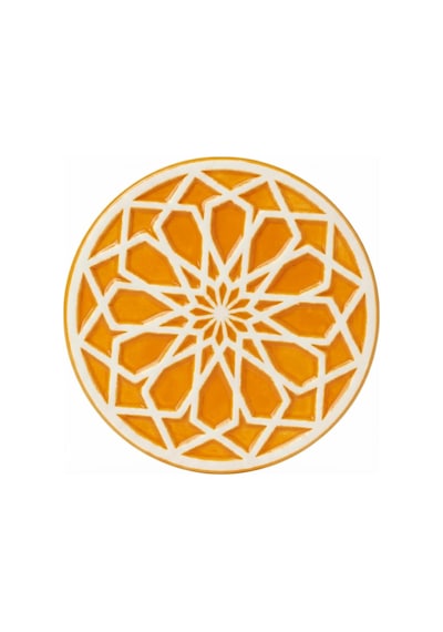 Saul El Yapımı Premium Seramik Bardak Altlığı / Özel Kabartmalı Selçuklu Motifi / Otantik Bal Köpüğü Hardal Diğer