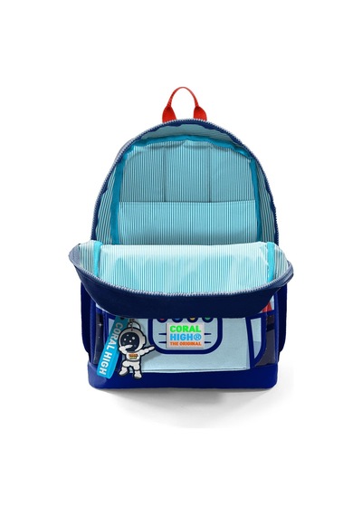 Coral High Kids Saks Mavi Astronot Desenli Dört Bölmeli Okul Sırt Çantası 23724