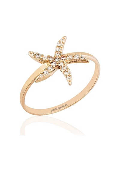 Deniz Yıldızı Rose Altın Yüzük 14K Gold Taşlı 377236728