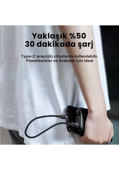 Super Şarj 5a 66w Type-c Şarj Kablosu Kısa Type-c Powerbank Şarj Kablosu Örgü Kopmaz Kablo Standart