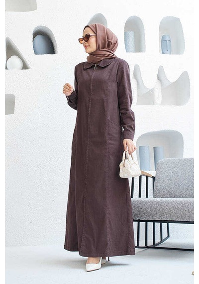 6463-battal Denim Ferace Kahve Kahve