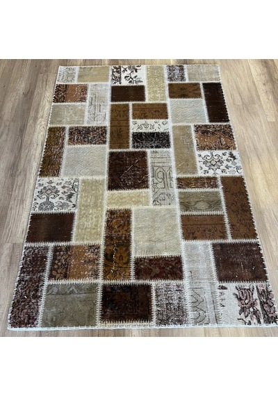Hoom Rugs Patchwork Kahve Kutulu El Dokuma Kilim Kahve