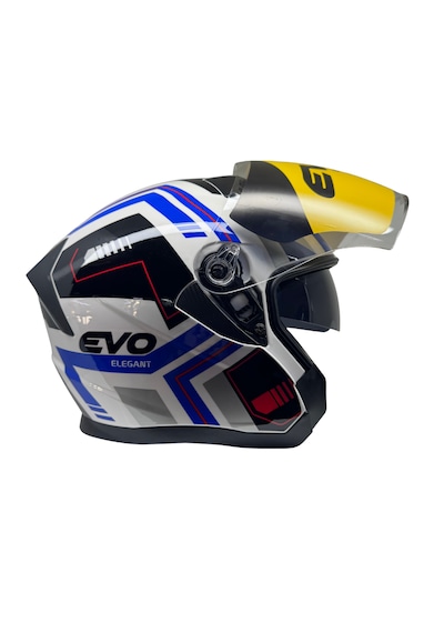 Kask Evo Marka Çenesiz Yarım Kask Beyaz - Mavi