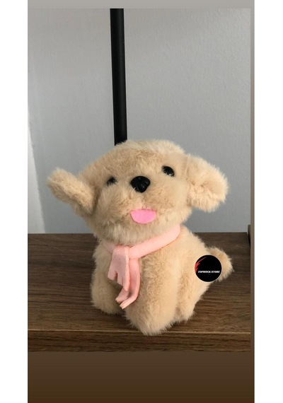 Sevimli Dil Çıkaran Köpek Peluş Oyuncak Anahtarlık Hediyelik Uyku Arkadaşı 15 Cm Kahverengi