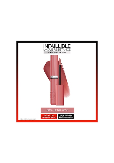 L'Oréal Paris Infaillible Matte Resistance Likit Parlak Ruj 600 Le Nu Rose