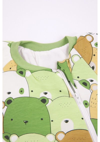 Babyhola 2.5 Tog Yorgan Gerektirmeyen Kalın Elyaf Dolgulu Çocuk Uyku Tulumu Pamuk Astarlı Unisex 6020 Koyu Yeşil