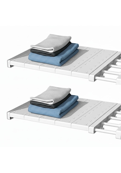 Microcase Uzunluk Ayarlamalı Dolap İçi Raf 35x48-80 Cm Al5705 2 Adet Al5705 Beyaz