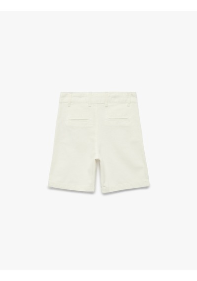 Koton Pamuklu Normal Bel Cepli Basic Bermuda Şort Beyaz 6skb40025tw
