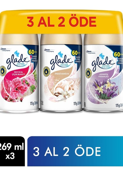 Oda Kokusu Otomatik Sprey Yedeği 269 Mlx3'lü Paket İpeksi Vanilya Meyve Ve Çiçek Diğer