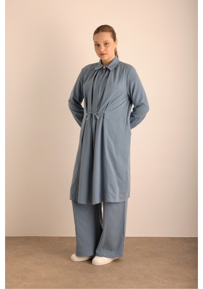 Aker İndigo Beli Bağcıklı Cotton Tunik İndigo İndigo