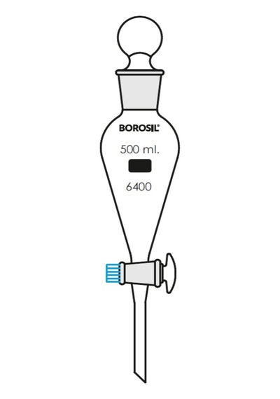 Ayırma Hunisi 1000 Ml - Cam Musluk - Plastik Tıpalı - Borosilikat