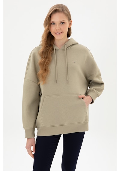 U.S. Polo Assn. Kadın Açık Haki Şardonlu Kapüşonlu Sweatshırt 50313567-VR183