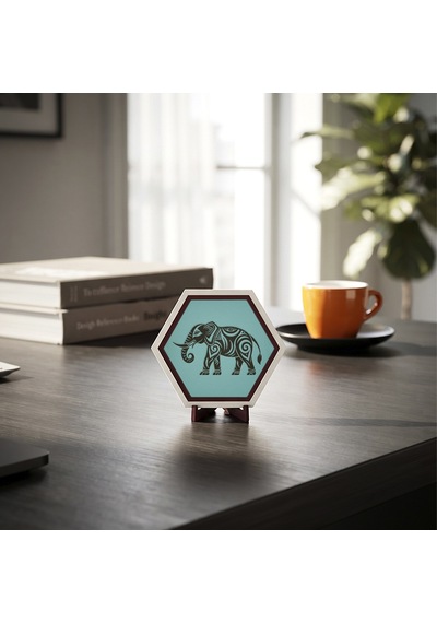 Estetik Fil Motifli Masaüstü Aksesuarı Minimalist Tarzınıza Uygun Modern Ve Şık Bir Dekorasyon 10x10 Cm, Turkuaz