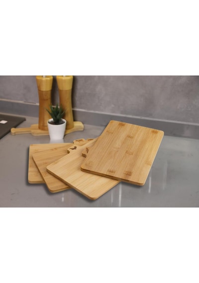 Bambu Standlı Kesme Tahtası 4lü Set - M7b11