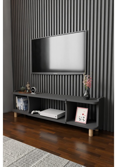 150 Cm Modern Tv Ünitesi Ayaklı Raflı Salon Oturma Odası Dekoratif Televizyon Sehpası Tv Sehpası Antrasit 150 Cm Modern Tv Ünitesi Ayaklı Raflı Salon Oturma Odası Dekoratif Televizyon Sehpası Tv Sehpası Antrasit