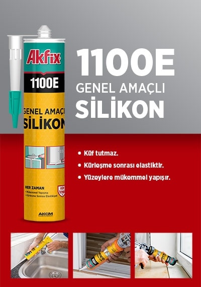 Akfix 1100E Genel Amaçlı Silikon 280Gr Siyah Siyah