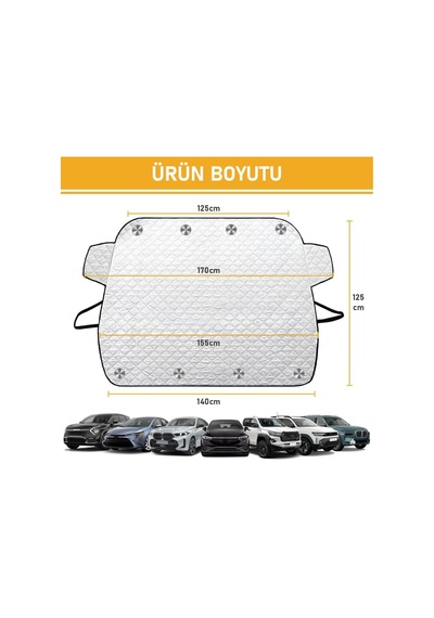 Ayrex Haegs Araba Ön Cam Koruma Örtüsü, Termal Araç Güneşlik, Oto Buzlanma Önleyici, Cam Kar Örtüsü, Ağır H Genel