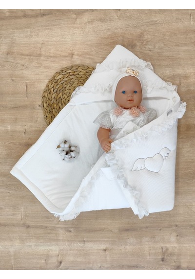 Bebek Battaniyesi Dış Kundak Mevsimlik Bebek Kundağı %100 Pamuklu Hastane Çıkışıyenidoğan Hediyelik Ekru