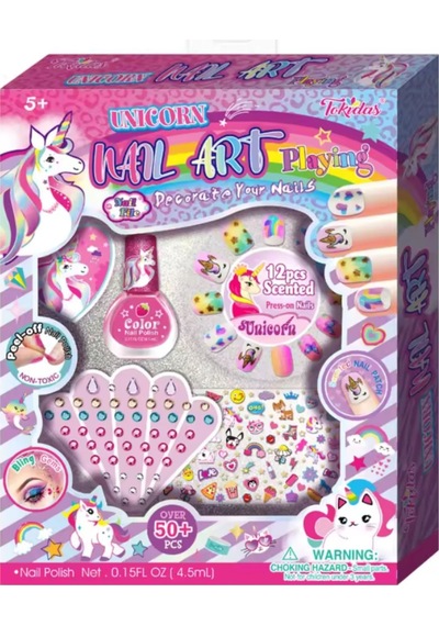 Tokidas Pet Nail Art Playing - Unicorn Ve Evcil Hayvan Temalı Baskılı Çocuk Takma Tırnak Sanatı