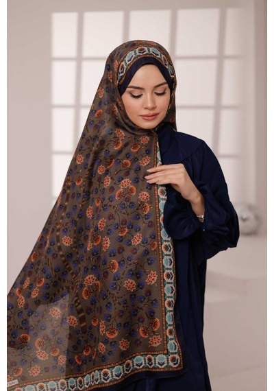 Mimiyum Alya Desen Soft Şal Acı Kahve
