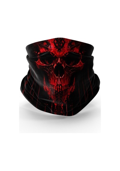 Bebo Store 200624-6 Extreme Spor Motorsiklet Özel Desenli Buff Boyunluk Bandana Balaklava Kırmızı - Siyah