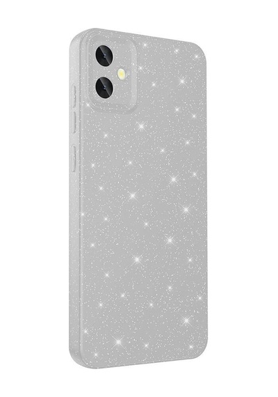 Galaxy A05 Kılıf Kamera Korumalı Simli Lüks Zore Koton Kapak Gümüş