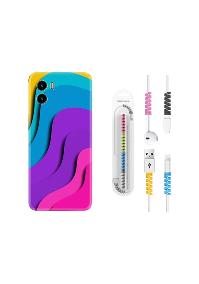 Vivo Y15S Kılıf Kablo Koruyuculu Renk Cümbüşü 1631