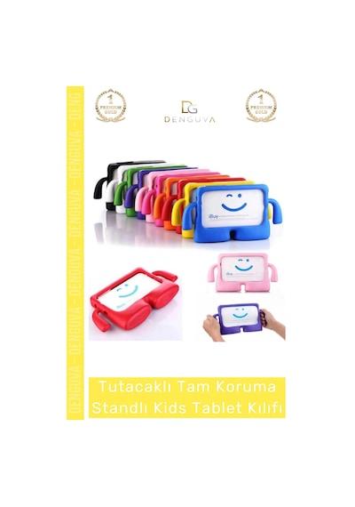 Tablettutucu Apple İpad 7 8 9 Nesil 10 2 Inç Yumuşak Dokulu Tutacaklı Darbe Tam Koruma Standlı Kids