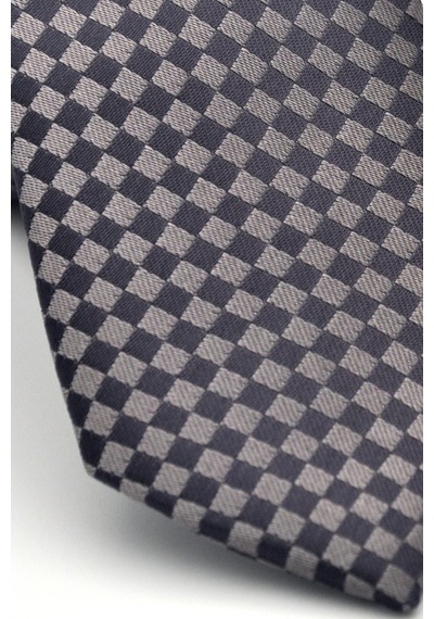 Gaffy Kahverengi Piti Kare Desenli Vizon Dokuma Kumaş Mendilli Slim Fit Kravat // Sdk-2503-3 Vizon