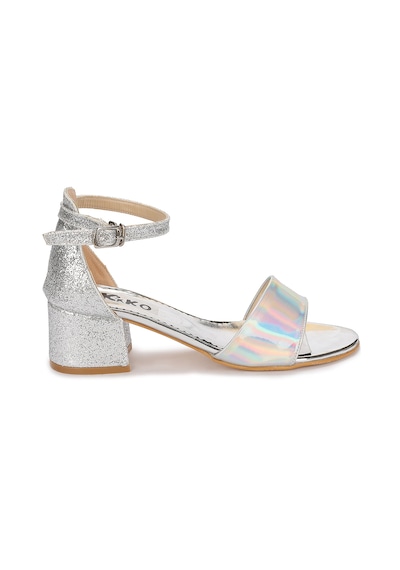 Kiko Kids Sheila Günlük Kız Çocuk 3 Cm Topuklu Sandalet Abiye Ayakkabı Gümüş Gümüş