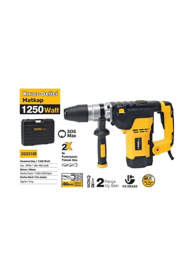 Sgs Kırıcı-delici Matkap 1250w 40mm 9kg 9 Joules