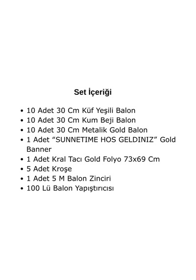 Sünnet Tema Gold Kral Tacı Sünnetime Hoş Geldiniz Gold Banner Küf Yeşili Gold Kum Beji Balonlar Bej - Altın