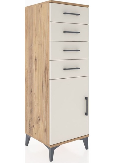 Hyperion Dolap Tek Raflı 4 Çekmeceli Tek Kapaklı 44x44x134 Çam-aytaşı Atlas Çam
