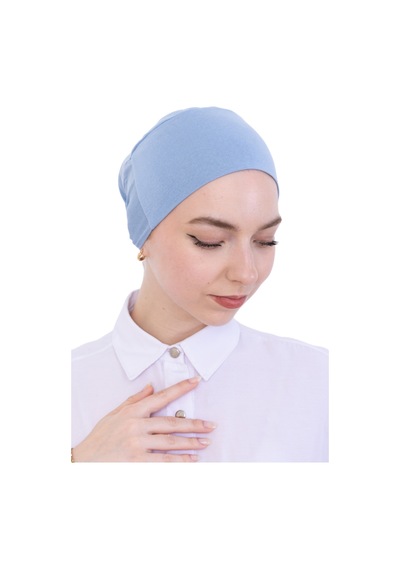 Modish Group Pratik Bone Pamuklu Tesettür İç Bone, Başörtüsü İçin Hazır Viskon Şapka, Namaz Günlük Kullanım İçin Mavi