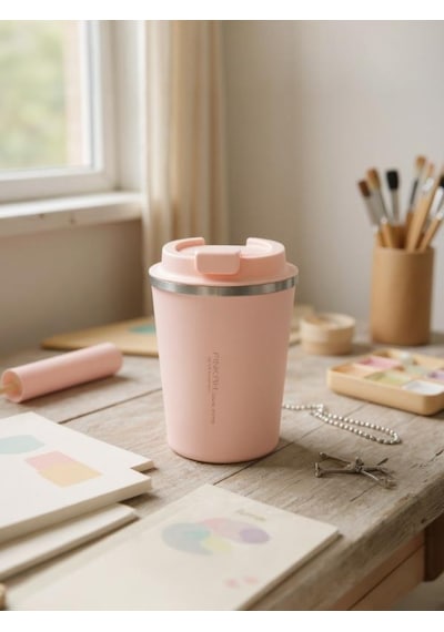 Pinkah Paslanmaz Çelik Kahve Termos Bardak Matara 350 Ml Pembe Renk Pkh-pj-3548-l Pembe