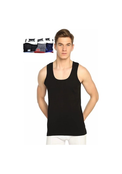 Erkek Karışık Renk Boxer Siyah Renk Ribana Atlet 6'lı Paket Antrasit
