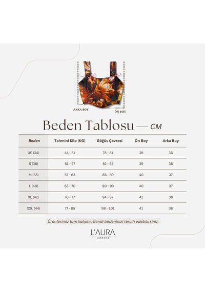L'aura Corset Lale Desenli Çift Taraflı Bayan Korse Büstiyer Kırmızı
