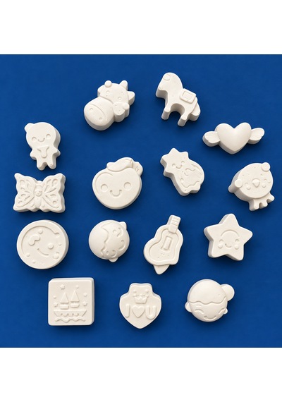 Kendin Boya Minik Figür Boyama Seti 2 Cm Taş Tozu Figürler 3 Renk Boya Ve Fırça